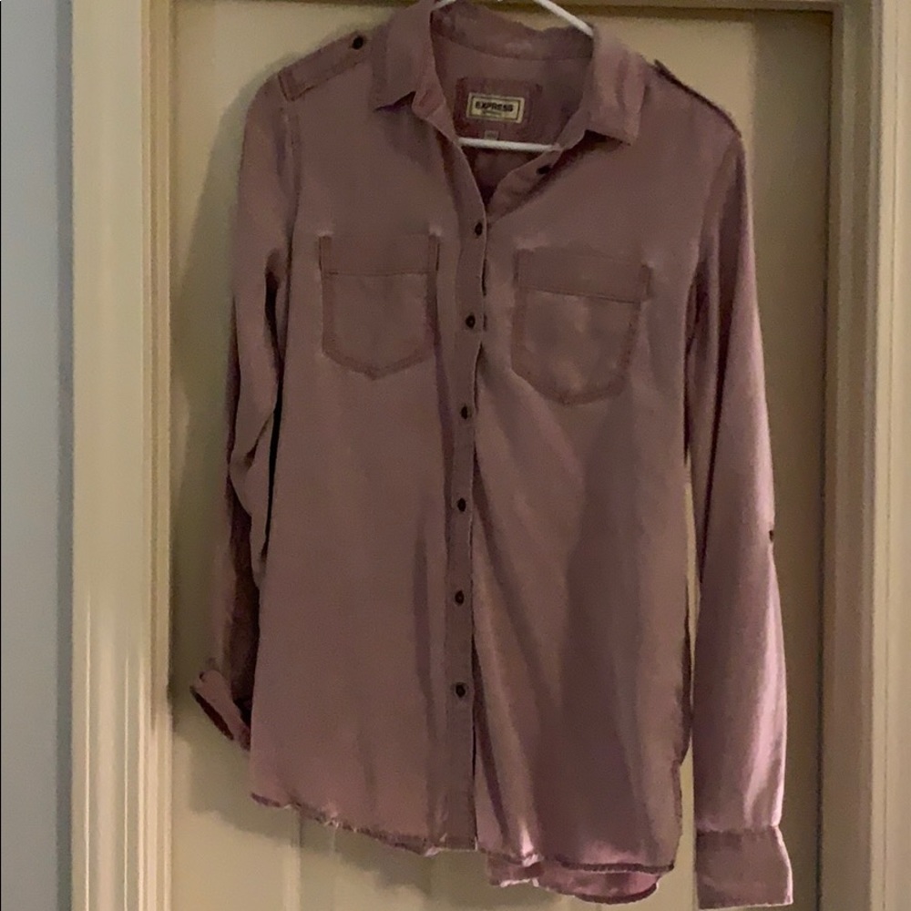 Express dusty rose/lt pink boyfriend button down
